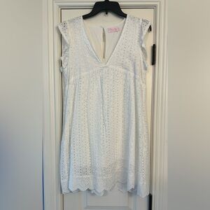 Pink Lily Eyelet Romper Dress L